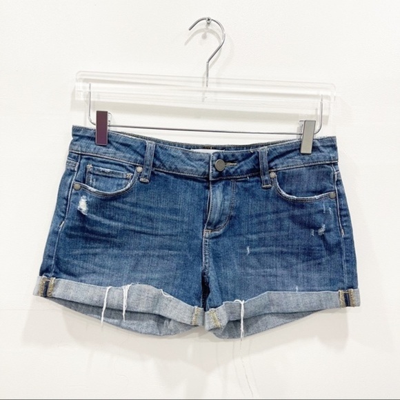 Paige Denim Cuffed Distressed Shorts Cotton Size 26 Summer Vacation Casual - Picture 1 of 7